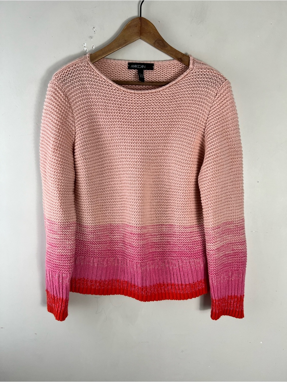 Marc Cain Wool Cashmere Blend Knit Ombré Sweater Peach/Pink Size 42 US 12 - Picture 5 of 14